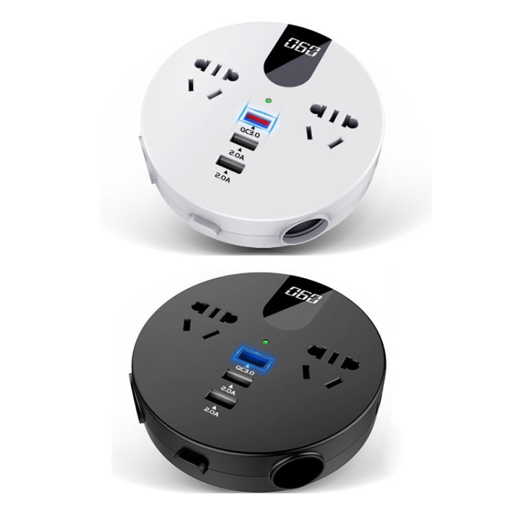 QC3.0 Car 12V 24V To 110V 220V Multi-function Inverter(White Round)