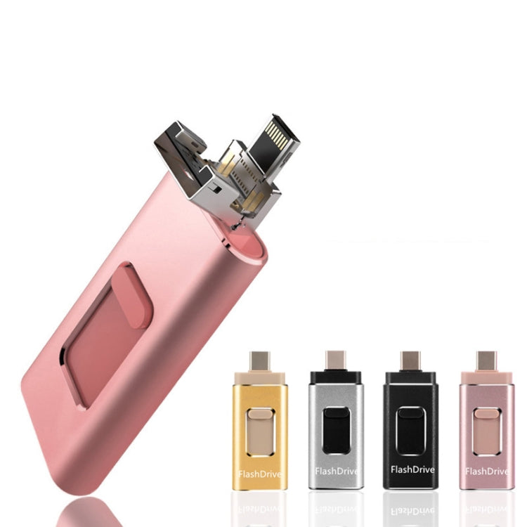 256GB SH02 USB 3.0 + 8 Pin + Mirco USB + Type-C 4 In 1 Mobile Computer U-Disk With OTG Function(Gold) - free shipping - PMC TechLife - Order now!