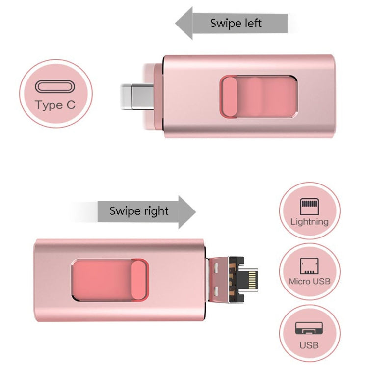 256GB SH02 USB 3.0 + 8 Pin + Mirco USB + Type-C 4 In 1 Mobile Computer U-Disk With OTG Function(Gold) - free shipping - PMC TechLife - Order now!