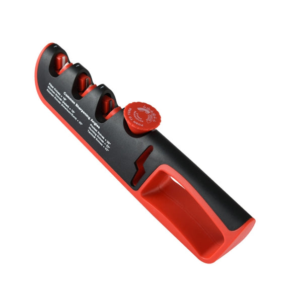 4- In-1 Adjustable Manual Knife Sharpener Multifunctional Knife Sharpener(Black Red)