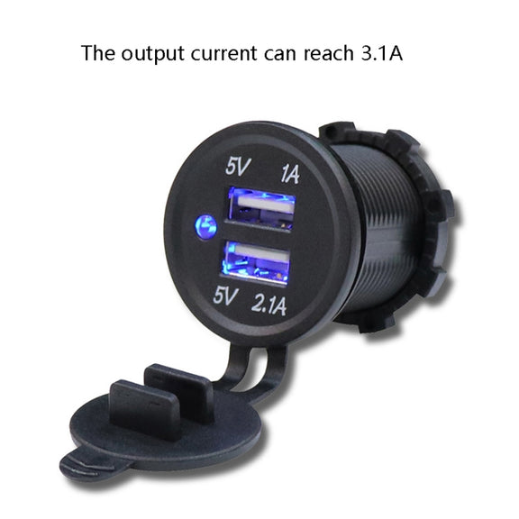 KWG-P1 Car Motorcycle Ship Modified USB Charger 5V 3.1A With Blue LED Lamp Display Water-resistant And Dustproof Car Charger
