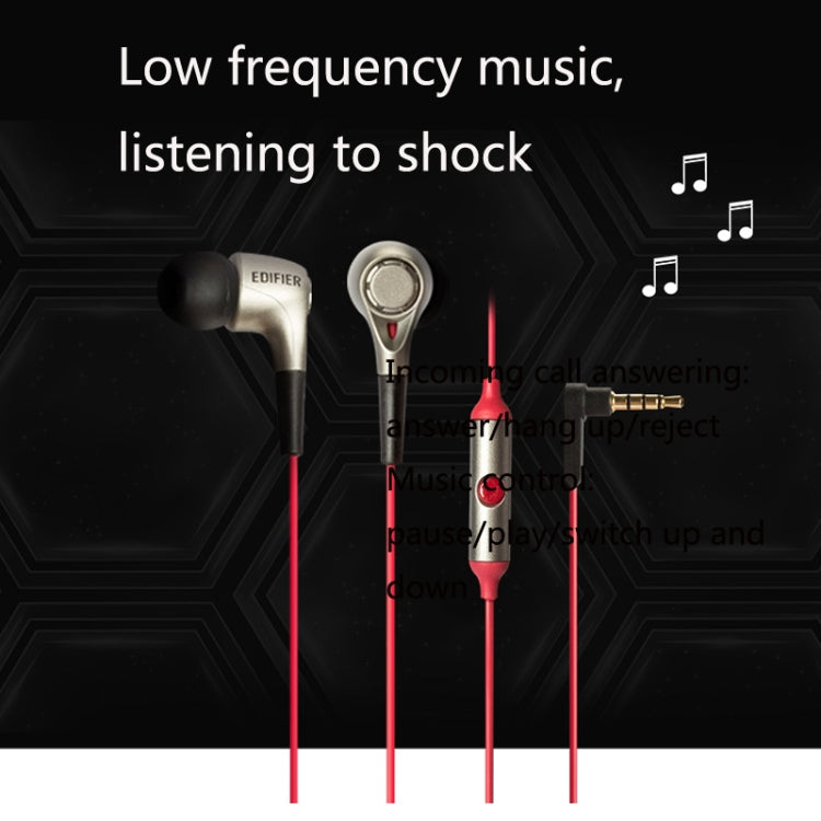 Edifier H230P In-Ear Subwoofer 3.5mm Wire-Controlled Sports Earphone With Microphone, Cable Length:1.3m(Black) - In Ear Wired Earphone by Edifier | Online Shopping South Africa | PMC Jewellery | Buy Now Pay Later Mobicred