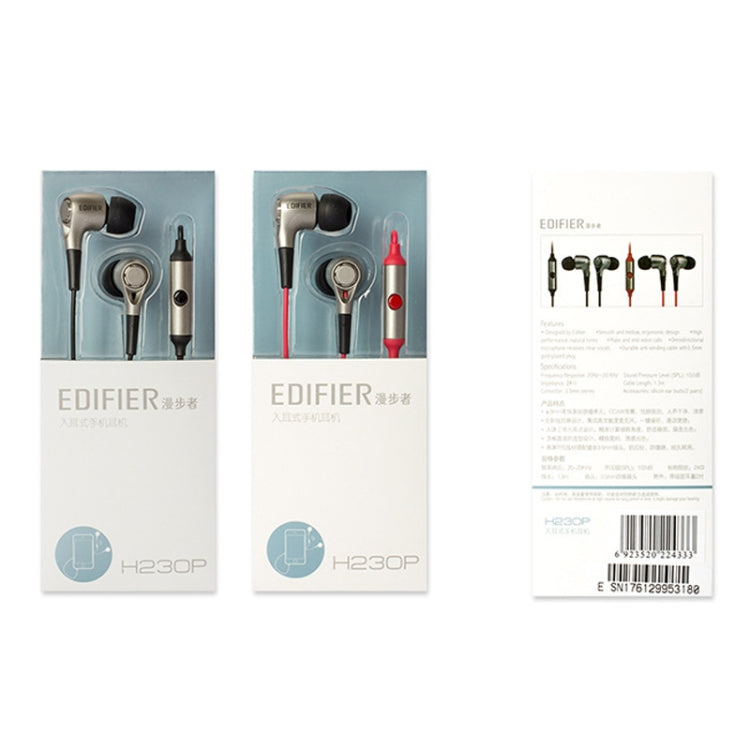Edifier H230P In-Ear Subwoofer 3.5mm Wire-Controlled Sports Earphone With Microphone, Cable Length:1.3m(Black) - In Ear Wired Earphone by Edifier | Online Shopping South Africa | PMC Jewellery | Buy Now Pay Later Mobicred