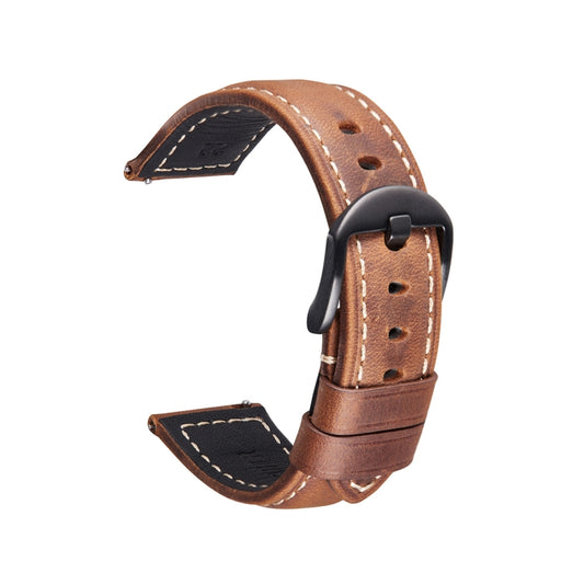 Quick Release Watch Band Crazy Horse Leather Retro Watch Band For Samsung Huawei,Size: 20mm  (Dark Brown Black Buckle) - Watch Bands by PMC Jewellery | Online Shopping South Africa | PMC Jewellery | Buy Now Pay Later Mobicred