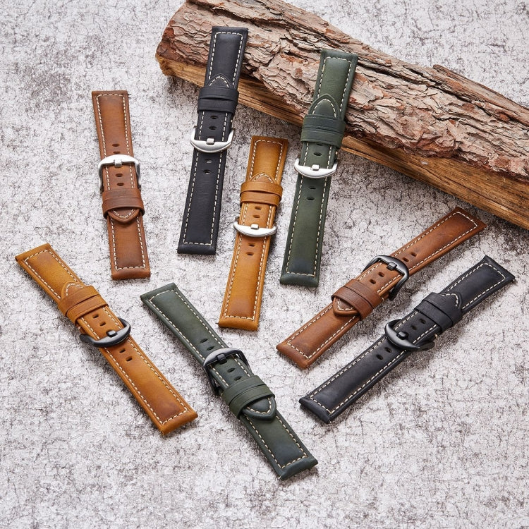 Quick Release Watch Band Crazy Horse Leather Retro Watch Band For Samsung Huawei,Size: 20mm  (Dark Brown Black Buckle) - Watch Bands by PMC TechLife | Online Shopping South Africa | PMC TechLife | Buy Now Pay Later Mobicred