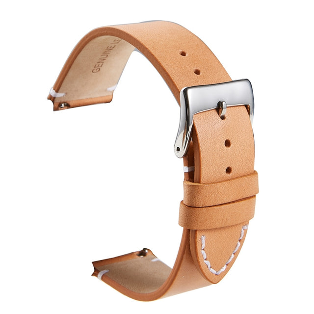 First Layer Retro Cowhide Frosted Leather Quick Release Universal Watch Band, Size��� 18mm(Khaki)