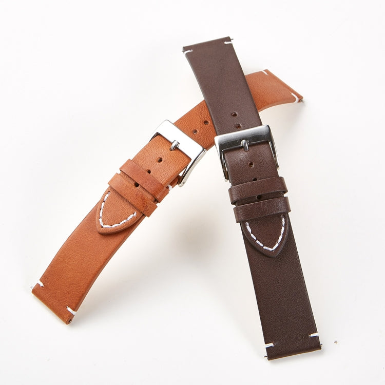 First Layer Retro Cowhide Frosted Leather Quick Release Universal Watch Band, Size��� 18mm(Khaki) - 18mm Bands by PMC TechLife | Online Shopping South Africa | PMC TechLife | Buy Now Pay Later Mobicred