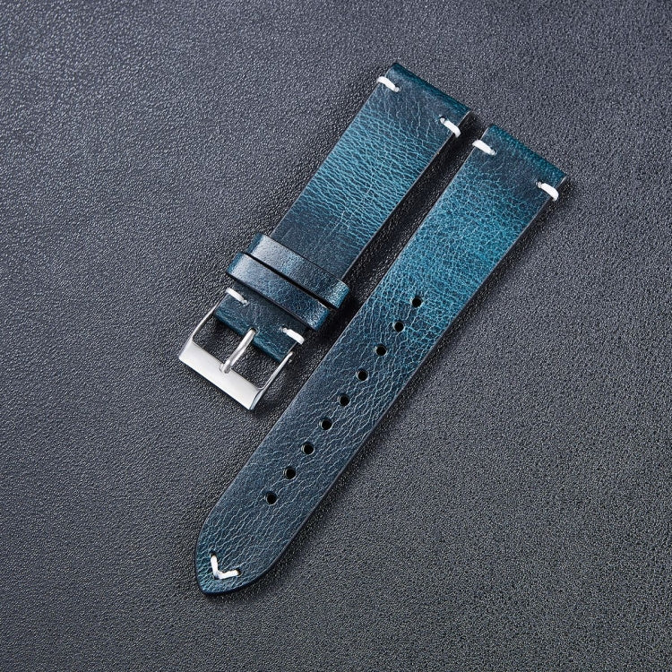 HB001 Color-Changing Retro Oil Wax Leather Universal Watch Band, Size: 18mm(Blue) - 18mm Bands by PMC TechLife | Online Shopping South Africa | PMC TechLife | Buy Now Pay Later Mobicred
