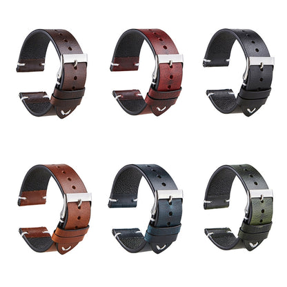 HB001 Color-Changing Retro Oil Wax Leather Universal Watch Band, Size: 20mm(Deep Brown) - free shipping - PMC Jewellery - Order now!