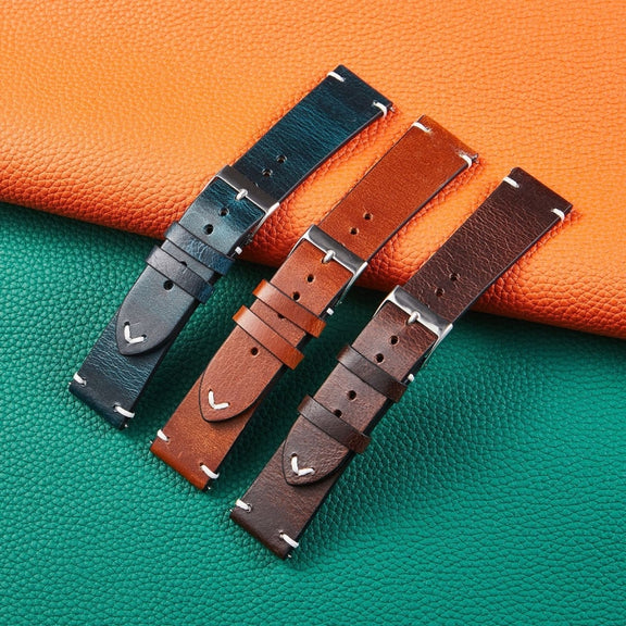 HB001 Color-Changing Retro Oil Wax Leather Universal Watch Band, Size: 20mm(Deep Brown)