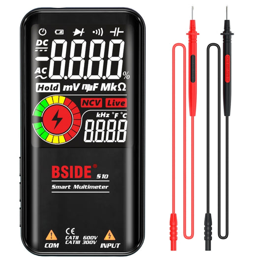 BSIDE Digital Multimeter 9999 Counts LCD Color Display DC AC Voltage Capacitance Diode Meter, Specification: S10 Dry Battery Version (Black) - free shipping - PMC Jewellery - Order now!