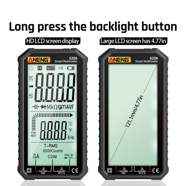 ANENG 620A Full Screen Smart Digital Multimeter(Black) - free shipping - PMC Jewellery - Order now!
