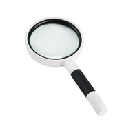 Hand-Held Reading Magnifier Glass Lens Anti-Skid Handle Old Man Reading Repair Identification Magnifying Glass, Specification: 65mm 6 Times (Black White)