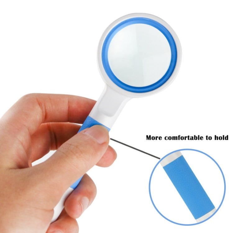 Hand-Held Reading Magnifier Glass Lens Anti-Skid Handle Old Man Reading Repair Identification Magnifying Glass, Specification: 75mm 4 Times (Blue White) - free shipping - PMC TechLife - Order now!