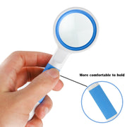 Hand-Held Reading Magnifier Glass Lens Anti-Skid Handle Old Man Reading Repair Identification Magnifying Glass, Specification: 85mm 10 Times (Blue White)