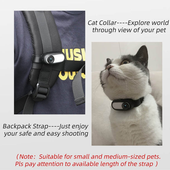 Sunnylife  IST-Q9335 Camera Strap Silicone Protective Cover Wristband Palm Backpack Bicycle Strap Cat Collar For Insta360 GO2(Black)