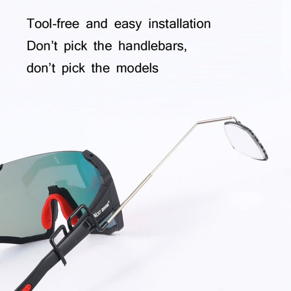 WEST BIKING Bicycle Riding Glasses Mini Rearview Mirror Multi-Angle Adjustable Flat Mirror(Black)