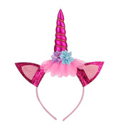 Unicorn Headband Children Birthday Festival Party Hair Accessories(Rose Red 1)