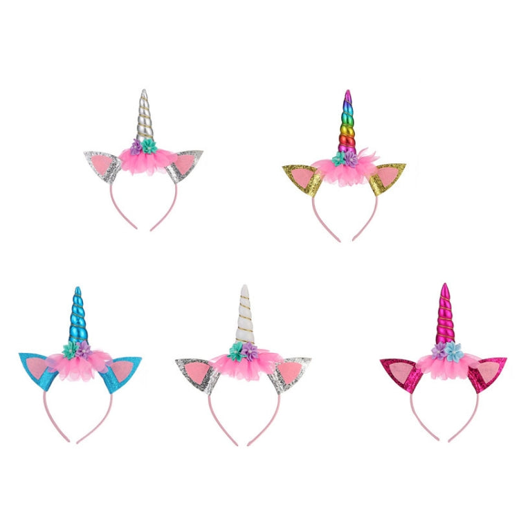 Unicorn Headband Children Birthday Festival Party Hair Accessories(Rose Red 1)