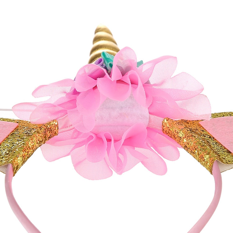 Unicorn Headband Children Birthday Festival Party Hair Accessories(Rose Red 1)