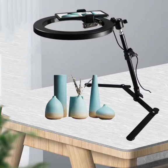 Overhead Shooting Bracket Ring Fill Light Set Live Beautifying LED Light Stand(Overhead Shot Bracket + Lamp)