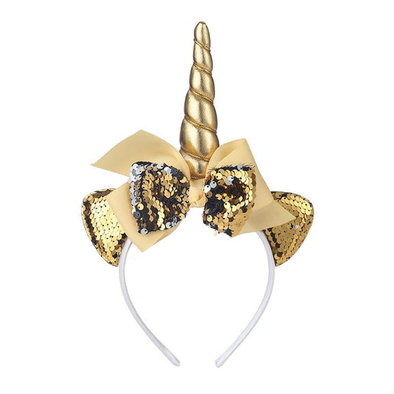 2 PCS F036 Unicorn Headband Children Birthday Festival Party Hair Accessories(Golden)