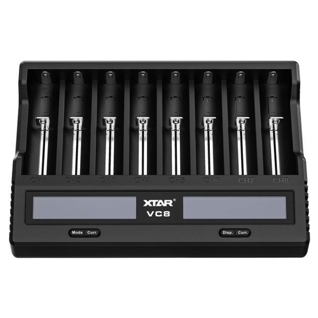 XTAR 8-Slot Battery Charger LCD Display Charger QC3.0 Type C Fast Charger for 21700 / 18650 Battery, Model: VC8