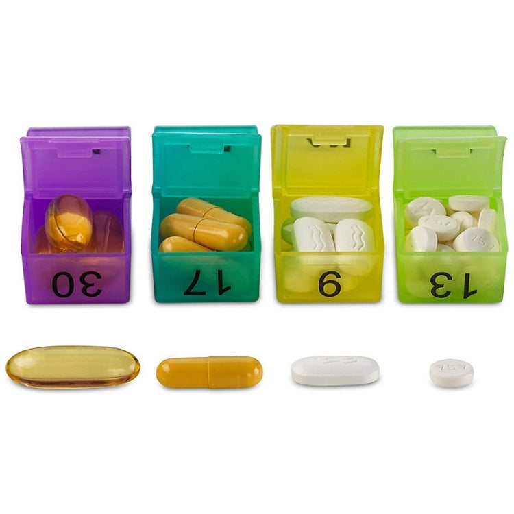 One Month Use 31-Compartment Plastic Colorful Pill Box Family Independent Pill Storage Box(20.5x10.3x7cm)
