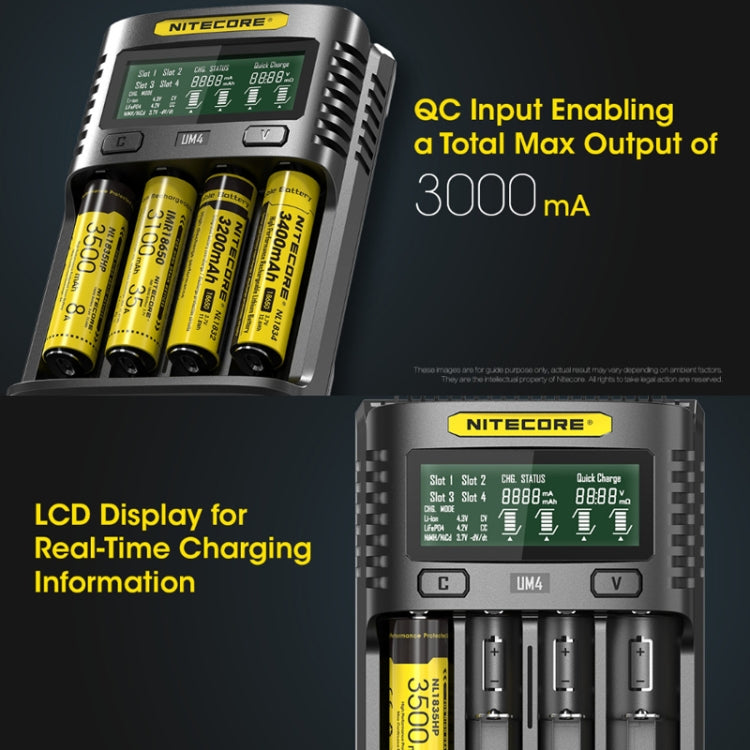 NITECORE Smart LCD Display Automatically Activates Repair USB 4-Slot Charger(UM4) - free shipping - PMC Jewellery - Order now!