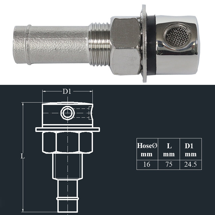 Fuel Breather Vent Straight 316 Stainless Steel  Boat Cabin Oiling Fueling Oil Port Vent Accessories - Boats Accessories by PMC TechLife | Online Shopping South Africa | PMC TechLife