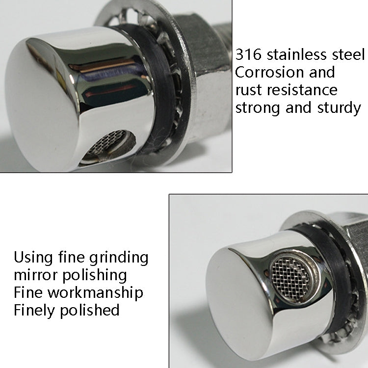 Fuel Breather Vent Straight 316 Stainless Steel  Boat Cabin Oiling Fueling Oil Port Vent Accessories - Boats Accessories by PMC TechLife | Online Shopping South Africa | PMC TechLife