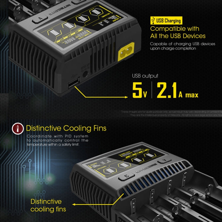 NITECORE 4-Slot Smart LCD Fast Charger, Model: SC4(US Plug)