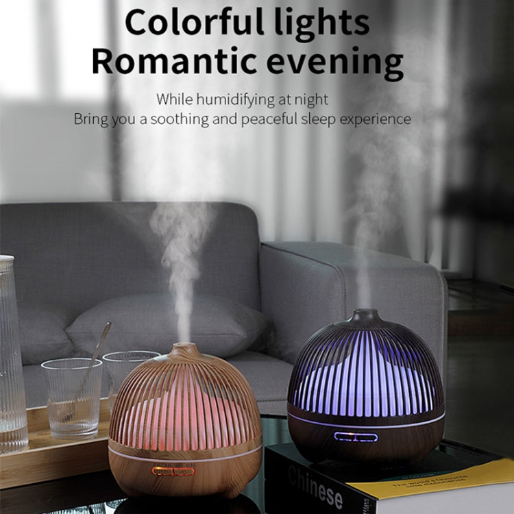 Bird Cage Wood Graphic Aromatherapy Machine Ultrasonic Smart Home Colorful Night Light Hollow Humidifier, Product specifications: EU Plug(Light Wood Pattern) - free shipping - PMC TechLife - Order now!