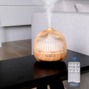 Bird Cage Wood Graphic Aromatherapy Machine Ultrasonic Smart Home Colorful Night Light Hollow Humidifier, Product specifications: EU Plug(Light Wood Pattern)