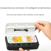 XM-ZY02 Intelligent Electronic Small Pill Box Separate Warehouse To Remind The Elderly To Take Medicine Regularly Portable Pill Box(Elegant White)