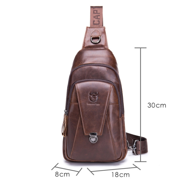 BULL CAPTAIN 110 Men Leather Shoulder Bag Cowhide Leather Multi-Function Chest Bag(Black) - Single-shoulder Bags by BULL CAPTAIN | Online Shopping South Africa | PMC Jewellery | Buy Now Pay Later Mobicred