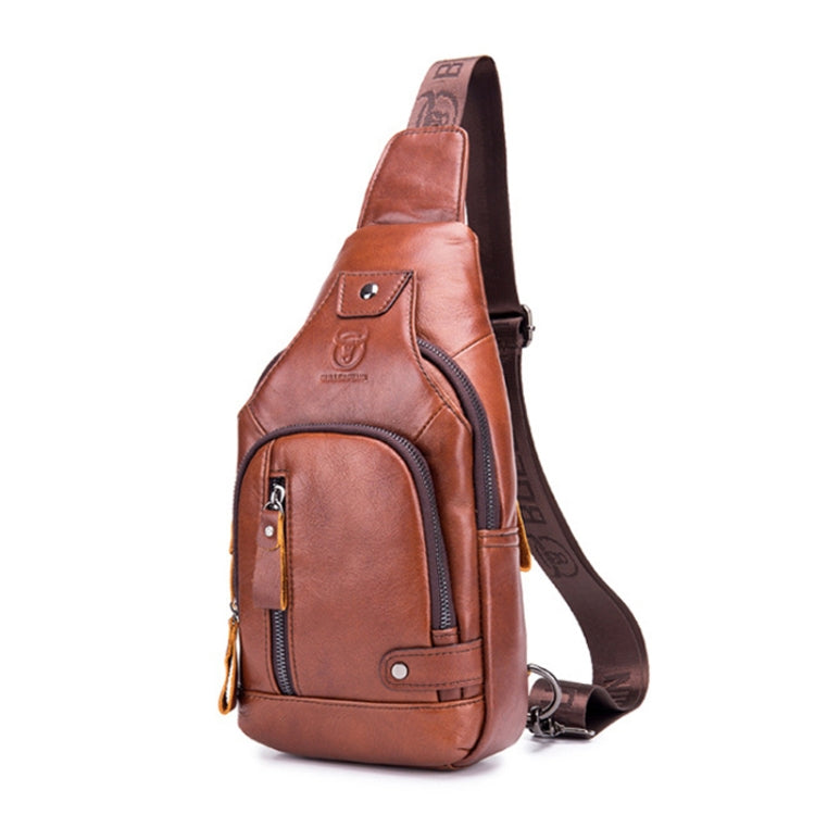 BULL CAPTAIN 129 First-Layer Cowhide Men Soft Chest Bag Outdoor Casual Messenger Bag(Red Brown) - free shipping - PMC Jewellery - Order now!