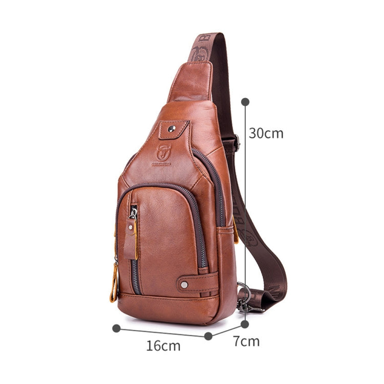 BULL CAPTAIN 129 First-Layer Cowhide Men Soft Chest Bag Outdoor Casual Messenger Bag(Red Brown)