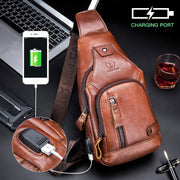 BULL CAPTAIN 129 First-Layer Cowhide Men Soft Chest Bag Outdoor Casual Messenger Bag(Red Brown)