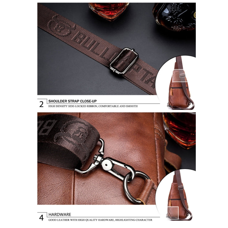BULL CAPTAIN 129 First-Layer Cowhide Men Soft Chest Bag Outdoor Casual Messenger Bag(Red Brown) - free shipping - PMC TechLife - Order now!
