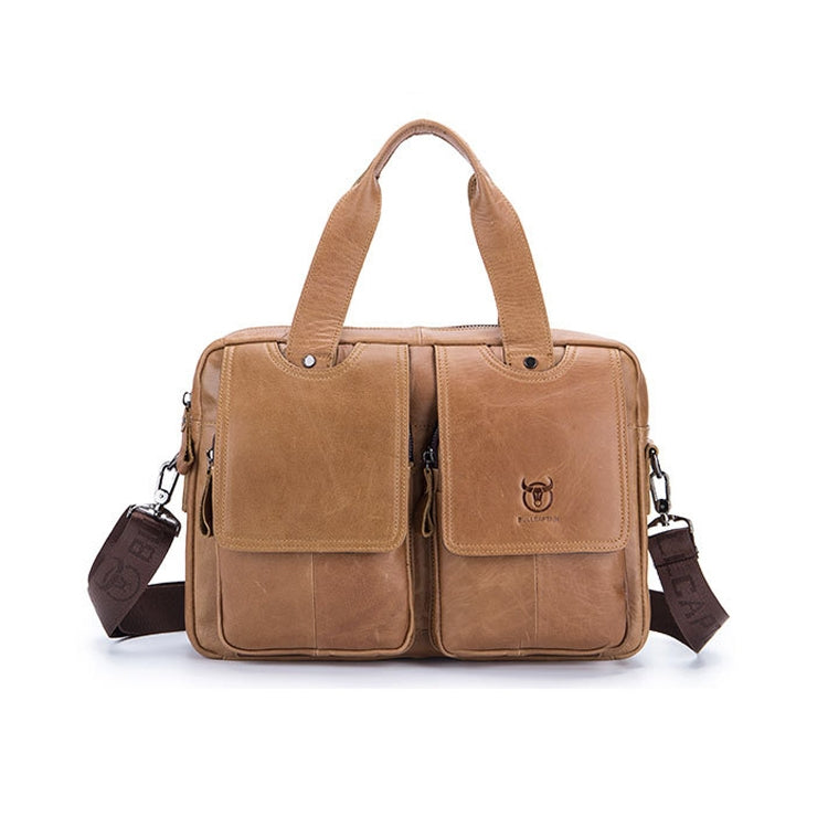 BULL CAPTAIN 042 Men Leather Single-shoulder Messenger Bag Cowhide Handheld Briefcase(Yellow Brown) - free shipping - PMC TechLife - Order now!