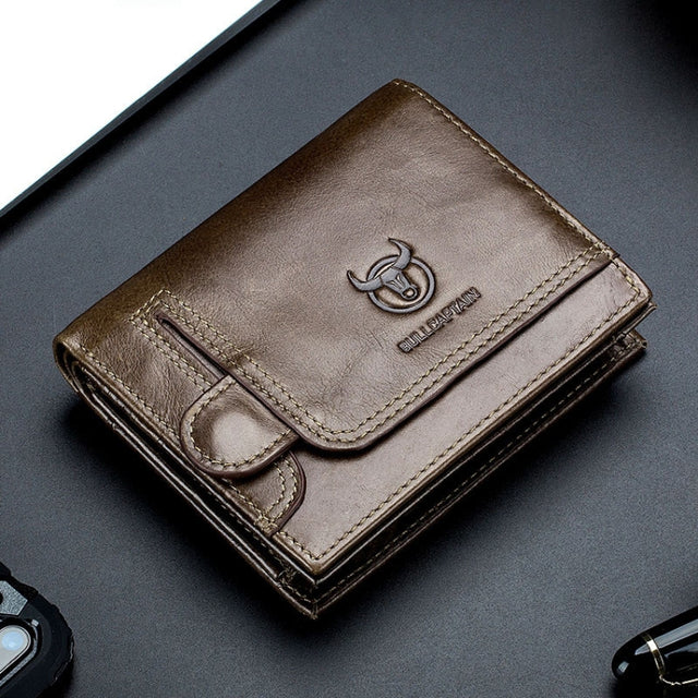 BULL CAPTAIN 037 First-Layer Cowhide Men Leather Wallet Driver License Coin Purse(Brown)