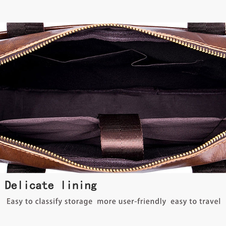 BULL CAPTAIN 044 14 Inch Handheld Computer Briefcase Men Leather Messenger Bag(Brown) - free shipping - PMC TechLife - Order now!