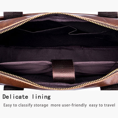 BULL CAPTAIN 044 14 Inch Handheld Computer Briefcase Men Leather Messenger Bag(Brown) - free shipping - PMC Jewellery - Order now!