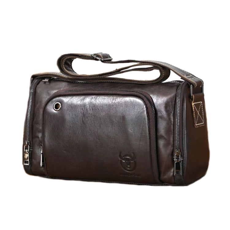 BULL CAPTAIN HKDJB--001 Cowhide Messenger Bag Sports Men Single-shoulder Bag, Colour: Dark Brown - free shipping - PMC TechLife - Order now!