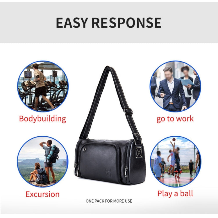 BULL CAPTAIN HKDJB--001 Cowhide Messenger Bag Sports Men Single-shoulder Bag, Colour: Dark Brown - free shipping - PMC TechLife - Order now!