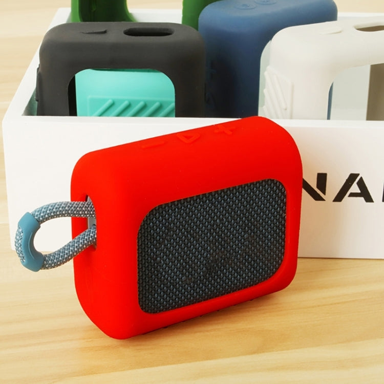 For JBL GO3 Bluetooth Speaker Silicone Cover Portable Protective Case with Carabiner(Dark Blue) - Protective Case by PMC TechLife | Online Shopping South Africa | PMC TechLife