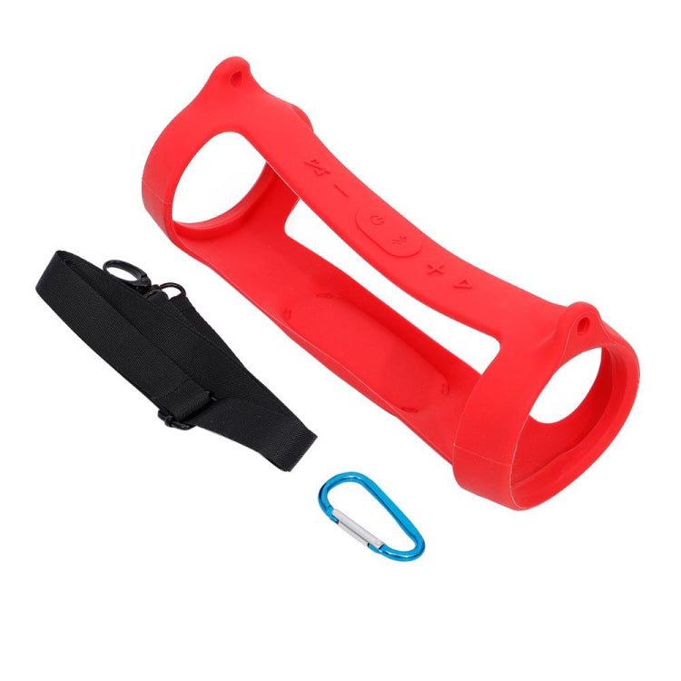 For JBL Charge 4 Bluetooth Speaker Portable Silicone Protective Cover with Shoulder Strap & Carabiner(Red) - Protective Case by PMC TechLife | Online Shopping South Africa | PMC TechLife