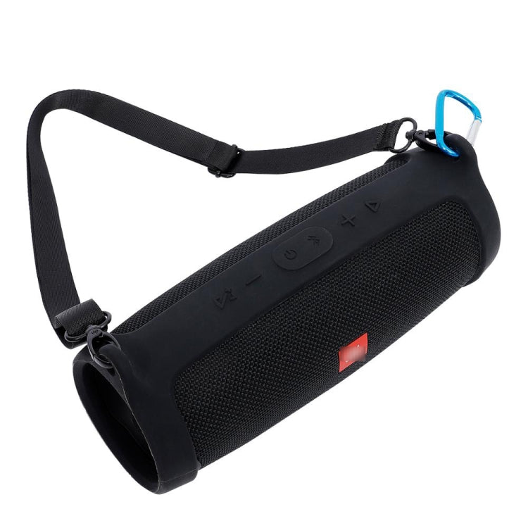 For JBL Charge 4 Bluetooth Speaker Portable Silicone Protective Cover with Shoulder Strap & Carabiner(Black) - Protective Case by PMC TechLife | Online Shopping South Africa | PMC TechLife