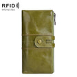Retro Ladies RFID Wallet Leather Long Mobile Phone Bag(Green) - Antimagnetic RFID Package by PMC TechLife | Online Shopping South Africa | PMC TechLife | Buy Now Pay Later Mobicred